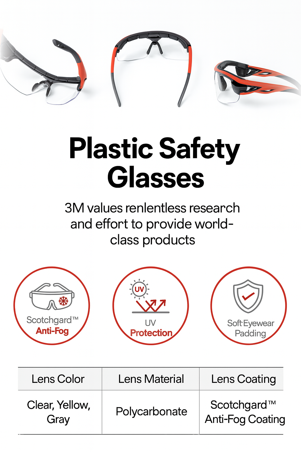 3M AP401 Safety Glasses – Anti-Fog, UV Protection, Asian Fit, Gray Lens (1 pc)